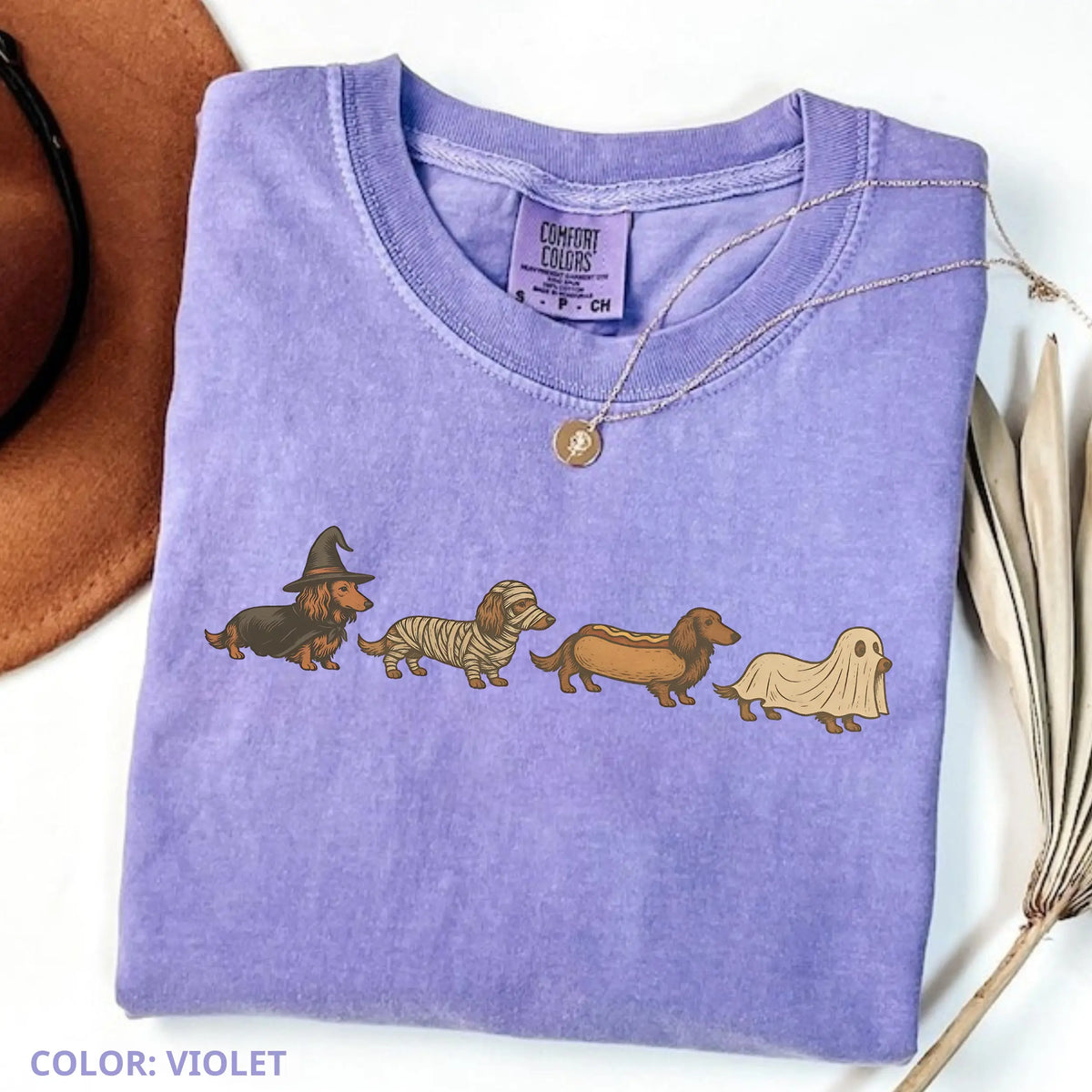 Halloween Wiener Dog Comfort Colors T-Shirt Cotton