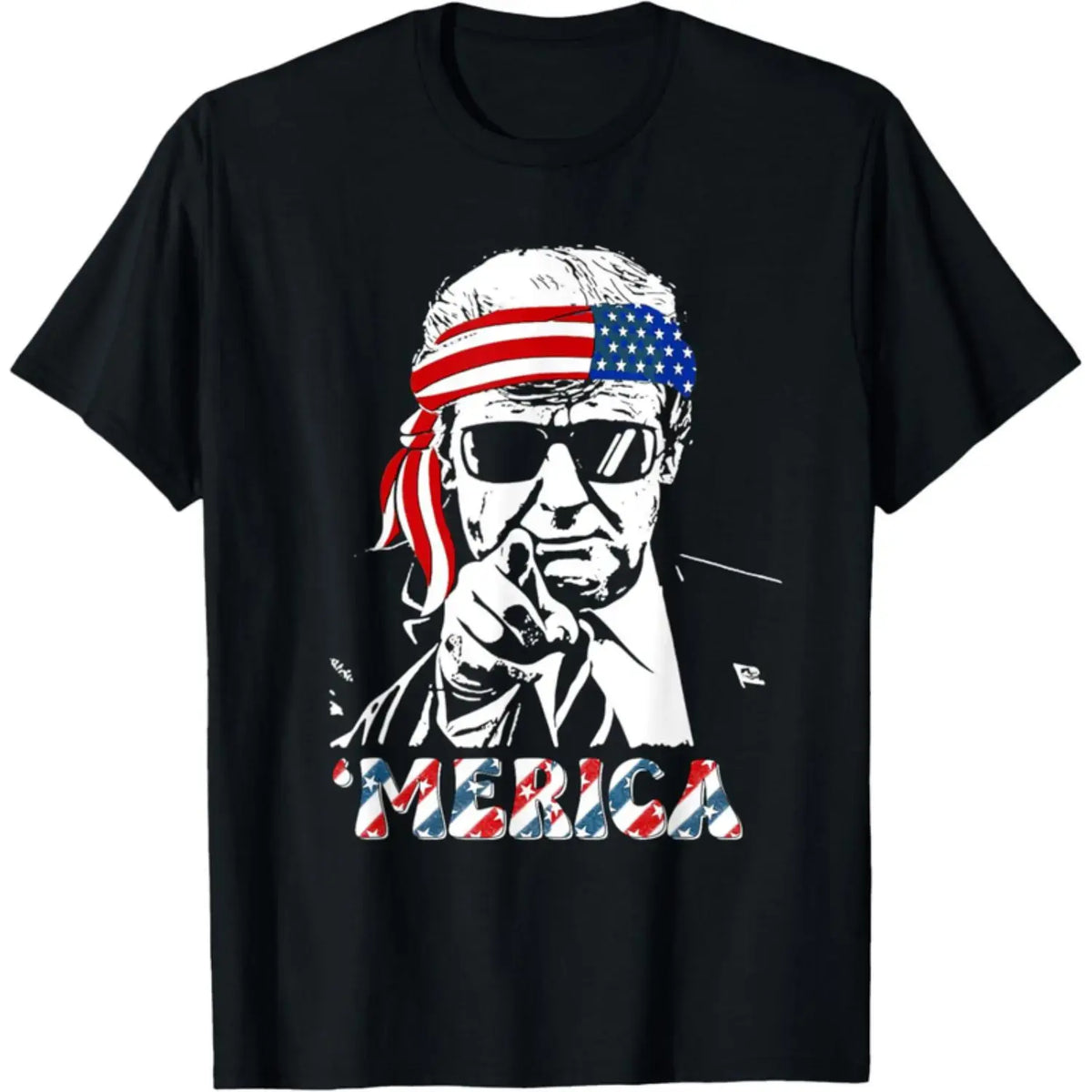 Summer t Shirts MERICA TRUMP Happy 4th Of July Trump American Flag T-Shirt Top Black A79
