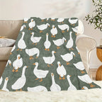 Sage Green Plush Flannel Fabric Decorative Throw Blanket - Cute White Goose Bird Motifs, Soft Cozy Warm Fuzzy Animal-Themed Blanket, Multi-Size for Bedroom Sofa, Ideal Gift for Home Decor Enthusiasts - View 4