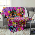 90s Nostalgic Cartoon Collage Flannel Fleece Blanket - Iconic Retro Pop Culture Characters Print, Breathable Soft Comfy Cozy Throw, Decorative Sofa Blanket for Living Room, Travel Gifts, Breathable Soft Blanket - View 3