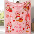 Countdown Sale! Ultra-Soft Flannel Cartoon Print Strawberry Charm Blanket - Flash Sale Home Items, Contemporary Bedroom/Sofa Bedding Throw, Teen Girl Gift, Girly Home Accessory - View 1