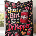 Dr Pepper Character-Themed Flannel Lap Fleece Throw Blanket, Pink Bow Heart Art Print, Cozy Setup for Sofa Bed Travel, Gifts for Women Gf Gift Feel Cosy Home Decor for Soda Enthusiasts Girls - View 1