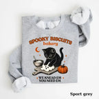 Kitty Biscuits Halloween Sweatshirt, Spooky Black Cat Crewneck, Vintage Baking Pumpkin Pullover, Cute Cat Lover Fall Gift, Cozy Autumn Graphic Top Tee - View 2
