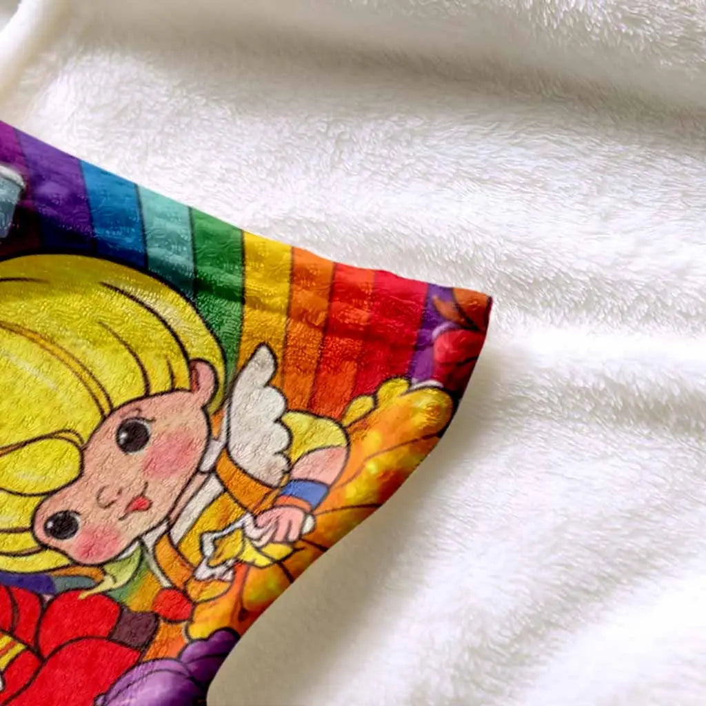 Rainbow Brite Flannel Fleece Throw Blanket 80s Retro Cartoon Starlite Color Kids Magical Horse HD Print Ultra Soft Non Shedding Warm Cozy Sofa Decor Nostalgia Gift - View 6
