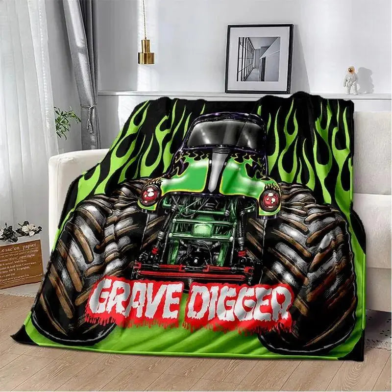 Soft Funny Throw Blanket M-Monster Jam Flannel Blanket - Soft and comfortable, with fashionable print design, suitable for daily use and gift giving (birthdays, Christmas, Thanksgiving) B-4 - View 18