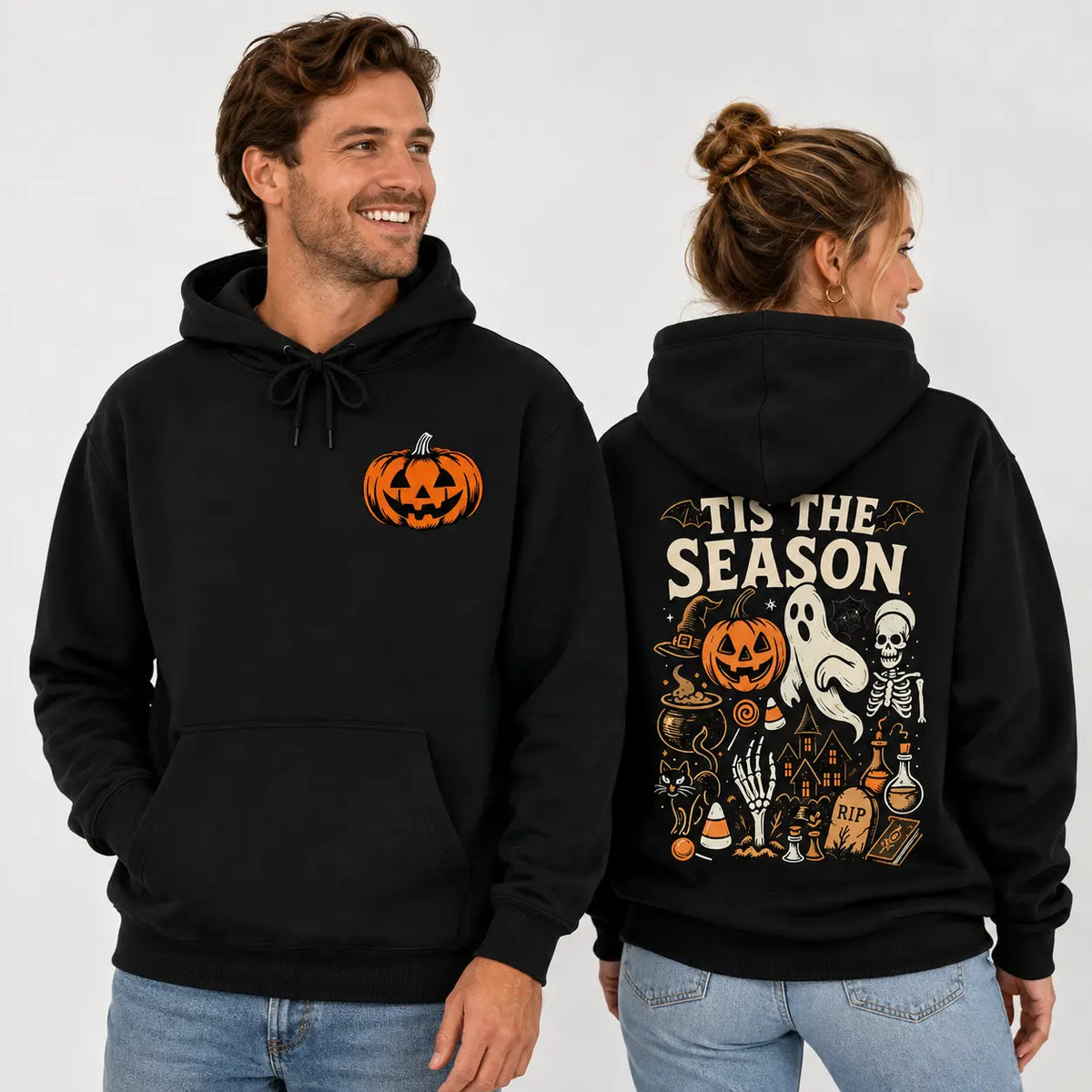 Halloween Spooky Season Graphic Hoodie Pullover Sweatshirt