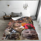 Funny Monkey Face Blanket, Soft Flannel Throw for Home Decor & Camping, Unique Gift for Animal Lovers, Warm & Durable Design Christmas gift Dream Weave Home - View 7
