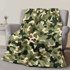 Retro Camouflage Pattern Cooling Bedding Blanket - 280GSM Polyester Soft Flannel, Digital Print, Wrinkle Resistant, Fade Proof, Lightweight, Machine Washable, All-Seasons for Bed, Camping - View 14