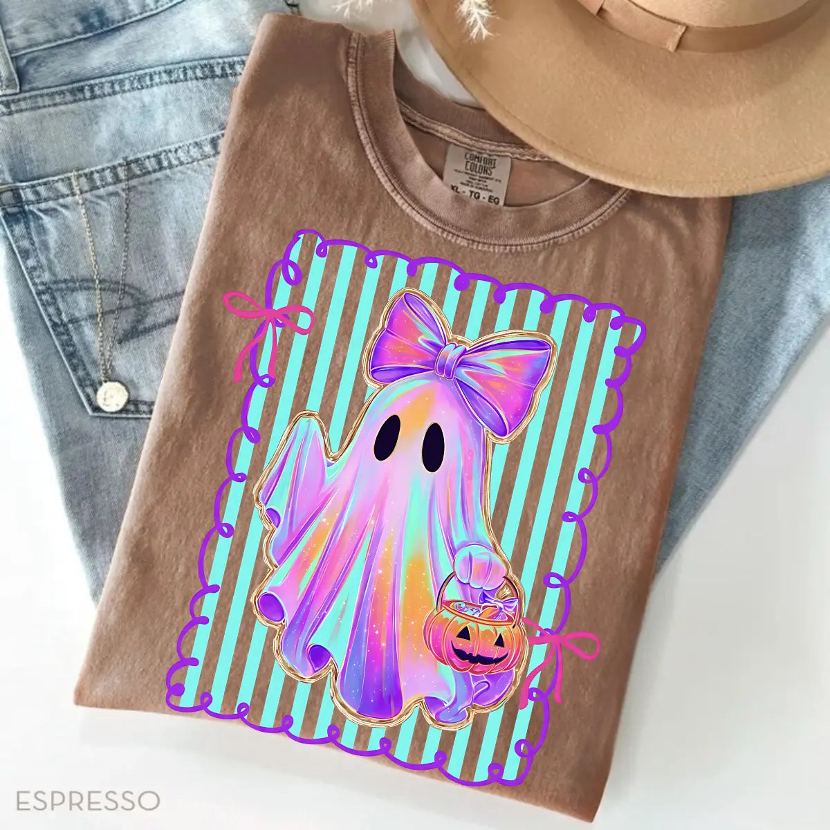 Comfort Colors Preppy Halloween Ghost Cotton Tee Unisex