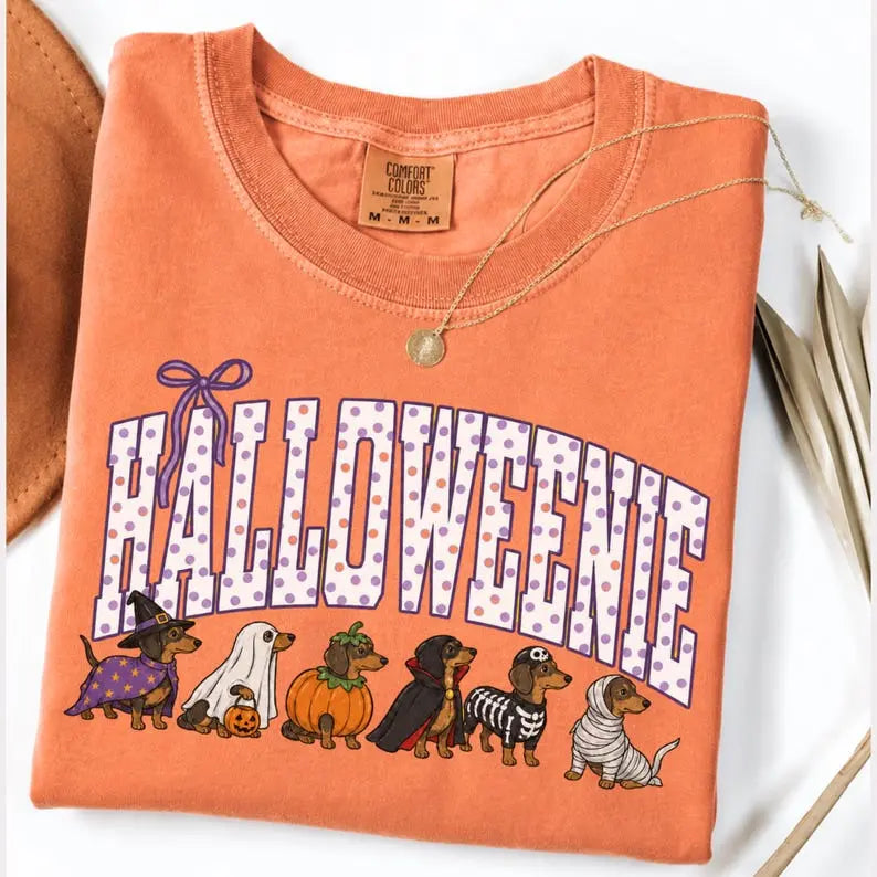 Comfort Colors Halloween Dachshund T-Shirt - Cotton Unisex Tee