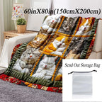 Cat Pattern Flannel Blanket, 1 Count Soft Comfortable Cozy Graphic Throw Blanket with Storage Bag, Air-conditioned Room Blanket, Warm Nap Blanket for Home Office Travel, Cozy Blankets - View 2