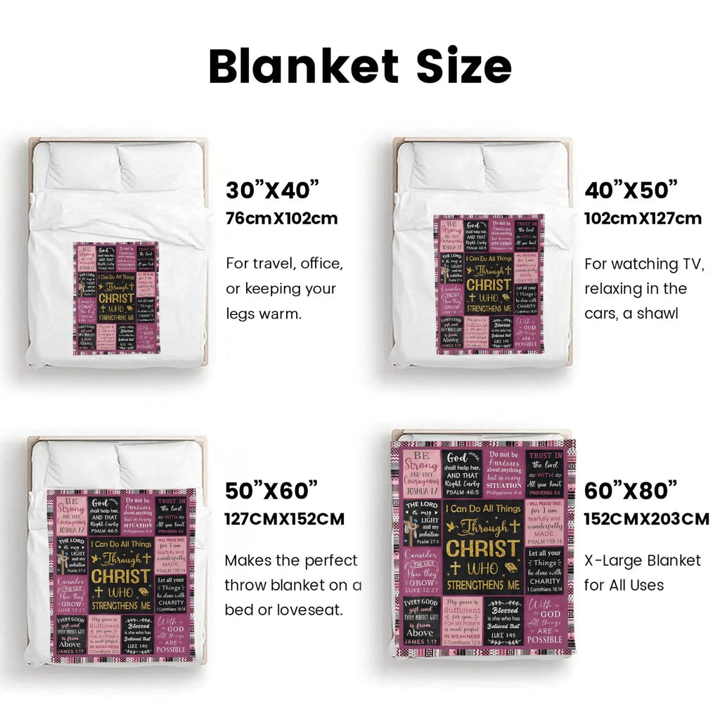 [Summer Sale Deals] Christian Bible Verse Blanket for Women Men, Inspirational Religious Gift for Him Her, 100% Polyester Flannel Blanket, One-Sided Print - View 3