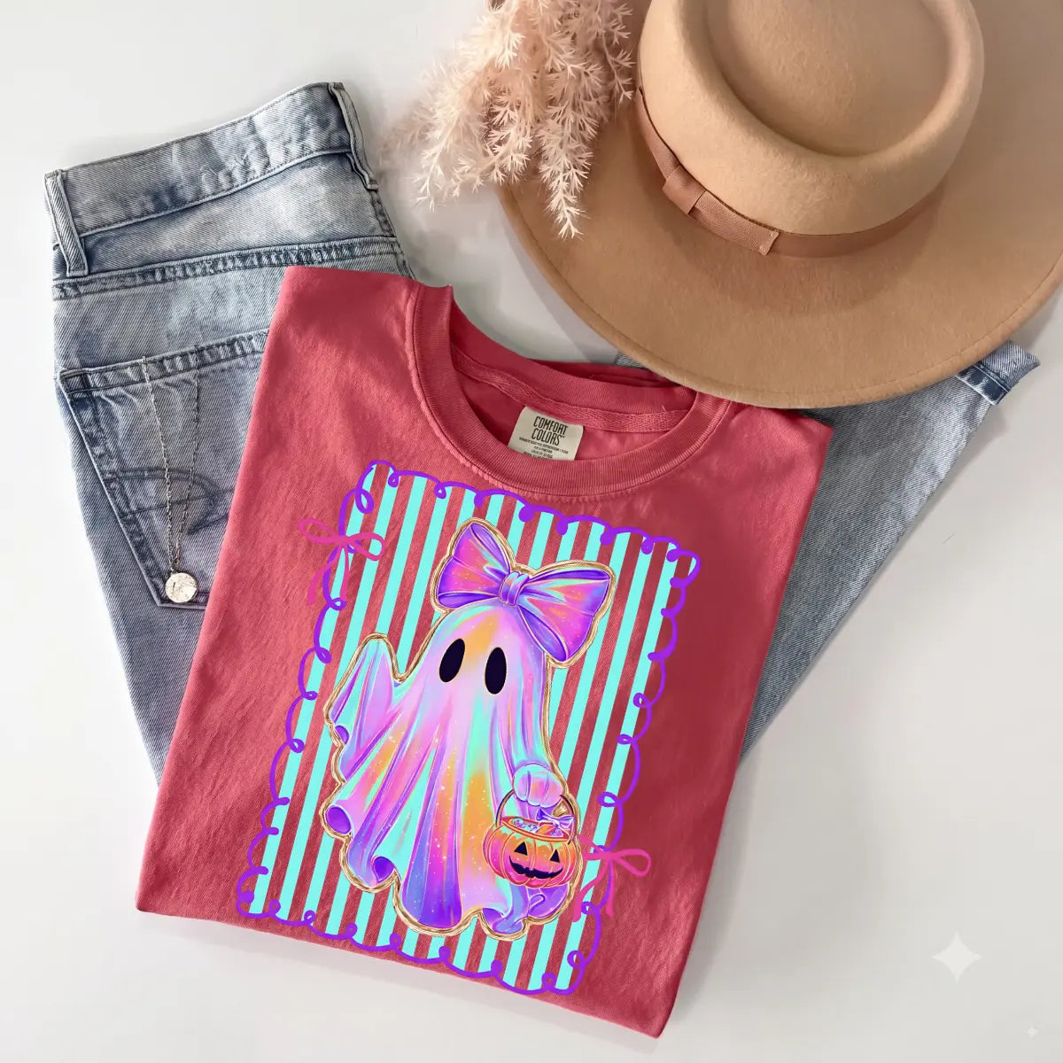 Comfort Colors Preppy Halloween Ghost Cotton Tee Unisex