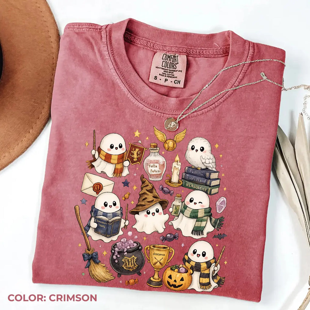Comfort Colors Wizard Ghost Halloween Graphic Tee