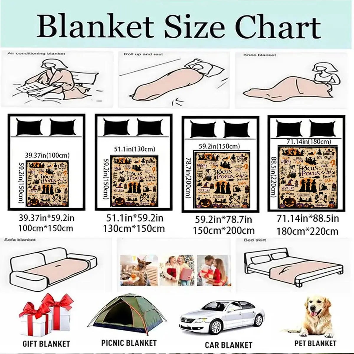Comfortable Halloween Three Witches & Pumpkin Print Flannel Blanket, Soft Warm Anti-Pilling Cozy Throw, Ideal Fall & Winter Gift, Fall Blankets - View 2