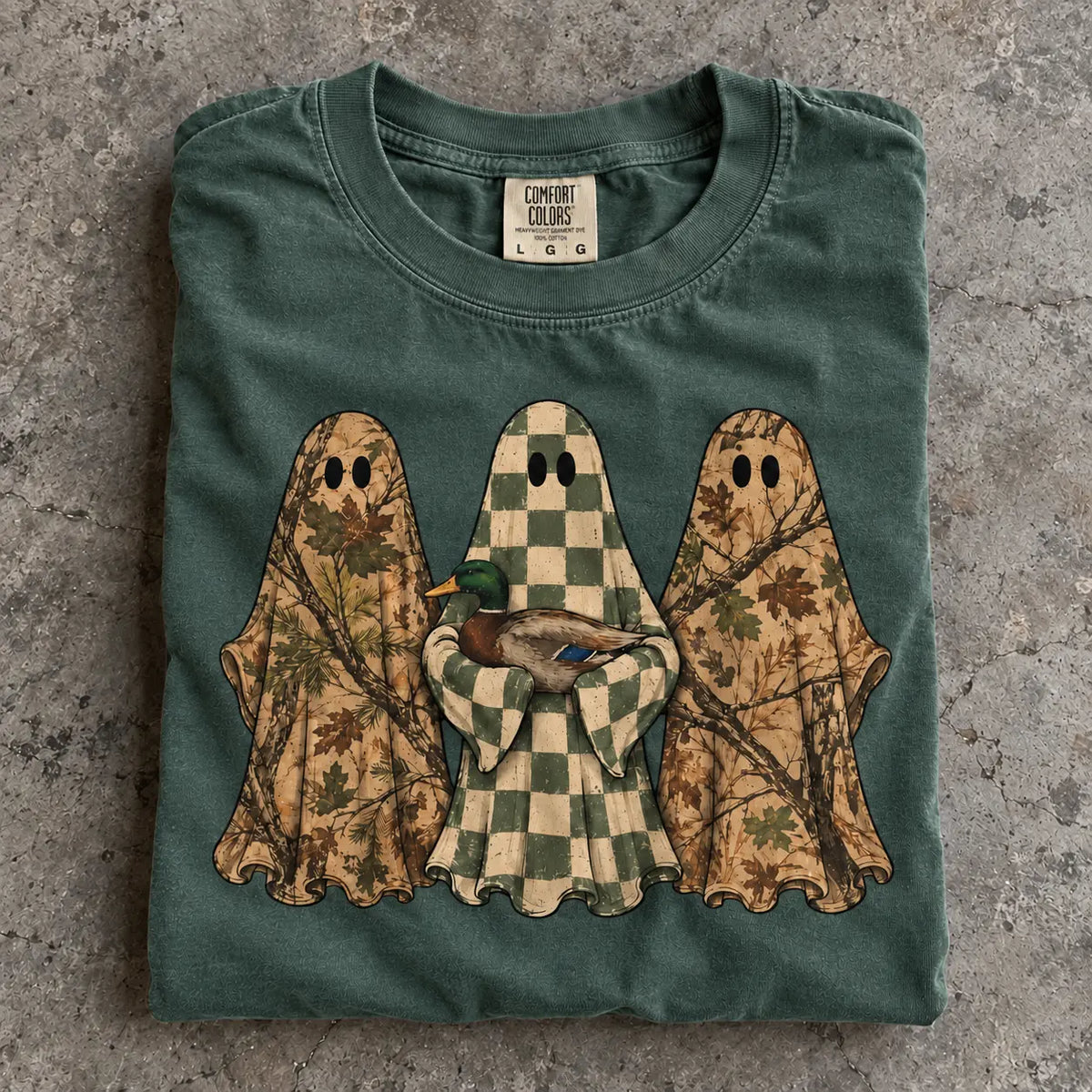 Hunting Season Ghosts Comfort Colors Camo Mallard Tee
