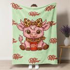 Cartoon Printed Character-Themed Cute Highland Cow Pattern Throw Blanket, 100% Polyester Cute Home Textile, Soft Warm Lightweight Blanket for Home & Office Gifts - View 8