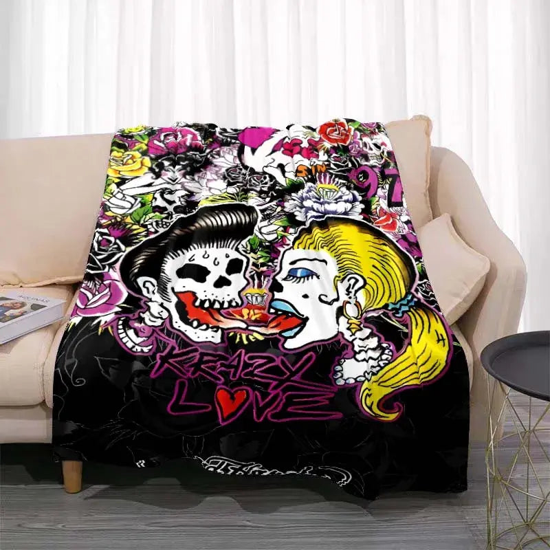 3dED- HARDY Tattoo Tiger Skull Blanket Living Room Bedroom Sofa Soft and Comfortable Warm Blanket Office Leisure Blanket - View 13