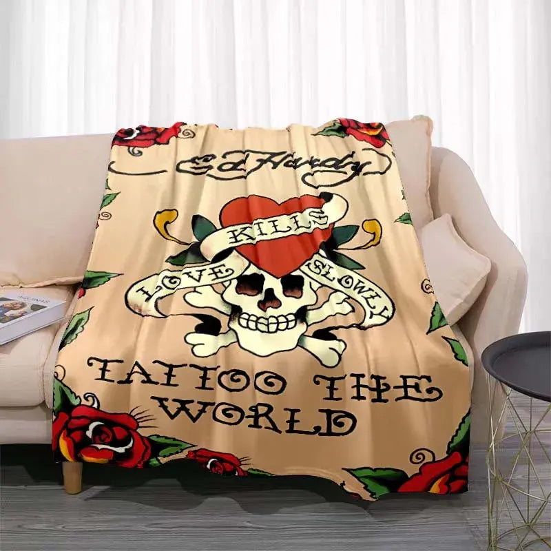 3dED- HARDY Tattoo Tiger Skull Blanket Living Room Bedroom Sofa Soft and Comfortable Warm Blanket Office Leisure Blanket - View 26