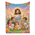 Jesus Cartoon Lamb Blanket - Soft Flannel Throw, Warm Cozy Lightweight Blanket for Sofa, Bed, Travel, Office, Birthday & Holiday Gift - View 2
