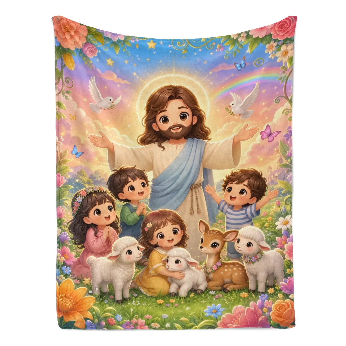 Jesus Cartoon Lamb Blanket - Soft Flannel Throw, Warm Cozy Lightweight Blanket for Sofa, Bed, Travel, Office, Birthday & Holiday Gift - View 2
