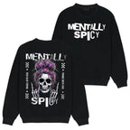 Men's Baggy Pullover Hoodie - Funny Spooky Skeleton Hands & Skull Messy Bun Graphic Print Classic Top, Soft Cotton Casual Alternative Ghost Style, for Party, Check Size Chart, Cute, Hand Wash, Do Not Bleach,sohochic