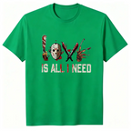 Women's Halloween Squad T-Shirt - Short-Sleeve Casual Horror Movie Graphic Top, Halloween Shirts for Women, "Love is All I Need" Novelty Scary Tee Crewneck Womenswear