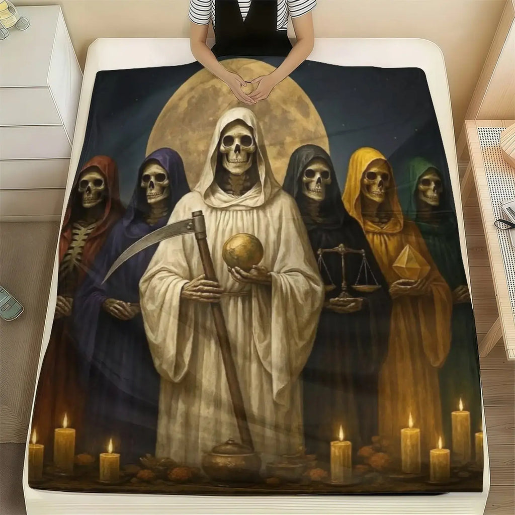 Santa Muerte Flannel Blanket Super Soft Warm Cozy Acceptance Of Fate Theme Throw For Couch Bed Living Room Travel Home Decor Unique Birthday Christmas Gift - View 14