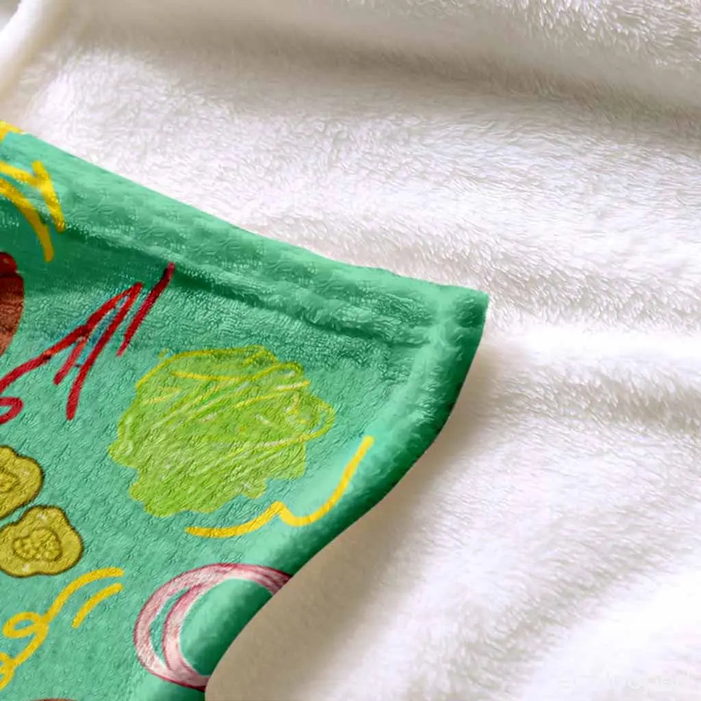 Burger Family Flannel Throw Blanket, Cartoon Food Print, Soft Warm Lightweight Breathable Cozy, Ideal for Sofa & Travel, Great Gift for Food Lovers, Lightweight Breathable Blanket - View 6