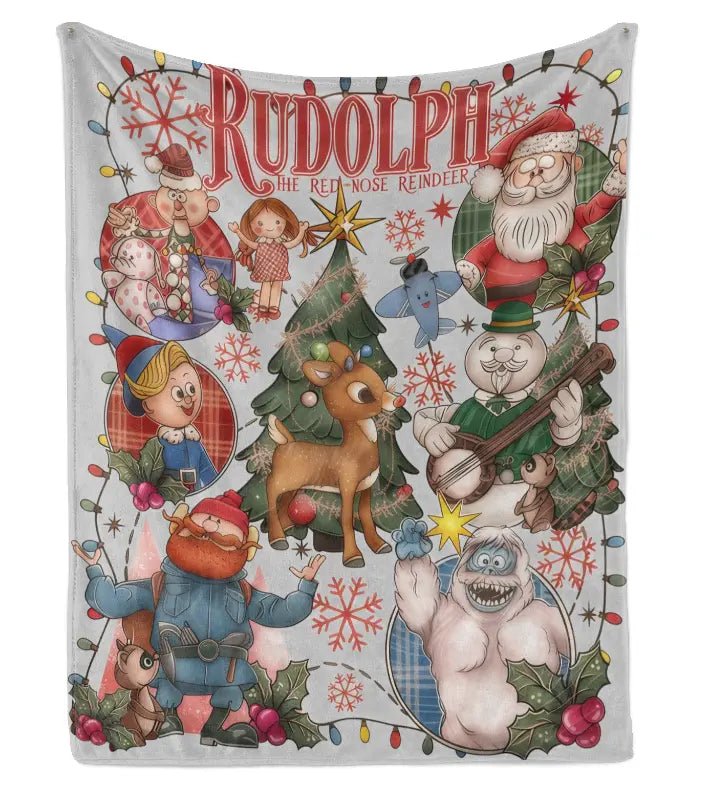 Rudolph the Red - Nosed Reindeer Christmas - Themed Blanket| Sofa Binging Throw, AC Home Blanket, Outdoor Picnic Vibe For Christmas party decor, winter family movie nights, New Year gathering decor Ideal for Christmas, New Year's Day, New Year - View 2