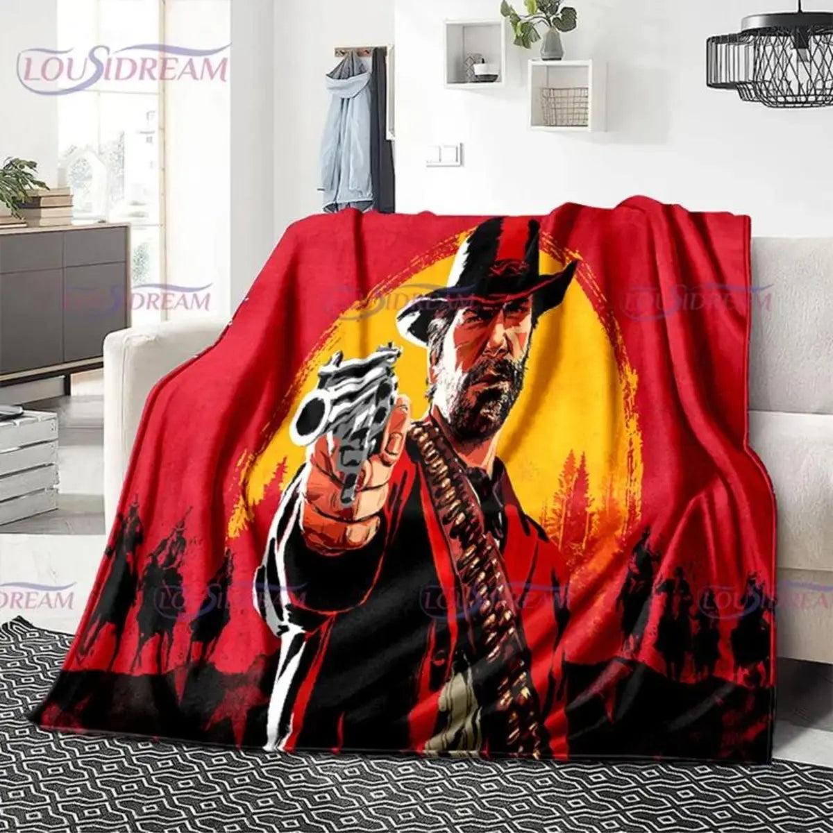 Red Dead Redemption John Marston Flannel Blanket - Premium Flannel Material Game Series Cowboy Characters Throw for Home Bedspread Decoration Mother's Day Valentine's Day Birthday Christmas Gift - View 28