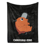 Chainsaw Man Pochita Cute Pattern Flannel Blanket Light Yellow with Adorable Pochita Eating Toast Repeated in Playful Design for Fans - View 7