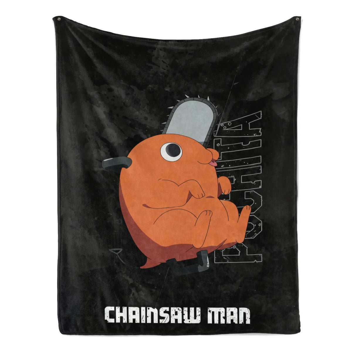 Chainsaw Man Pochita Cute Pattern Flannel Blanket Light Yellow with Adorable Pochita Eating Toast Repeated in Playful Design for Fans - View 7