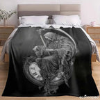 Grim Reaper Flannel Throw Blanket - Soft, Gentle on Skin, Death & Time Clock Print, Lightweight, Anti-Pilling, Wrinkle Resistant, Gothic Home Decor, Halloween Gift for Dark Fantasy Lovers, Cozy Warm Bedding Blanket - View 3