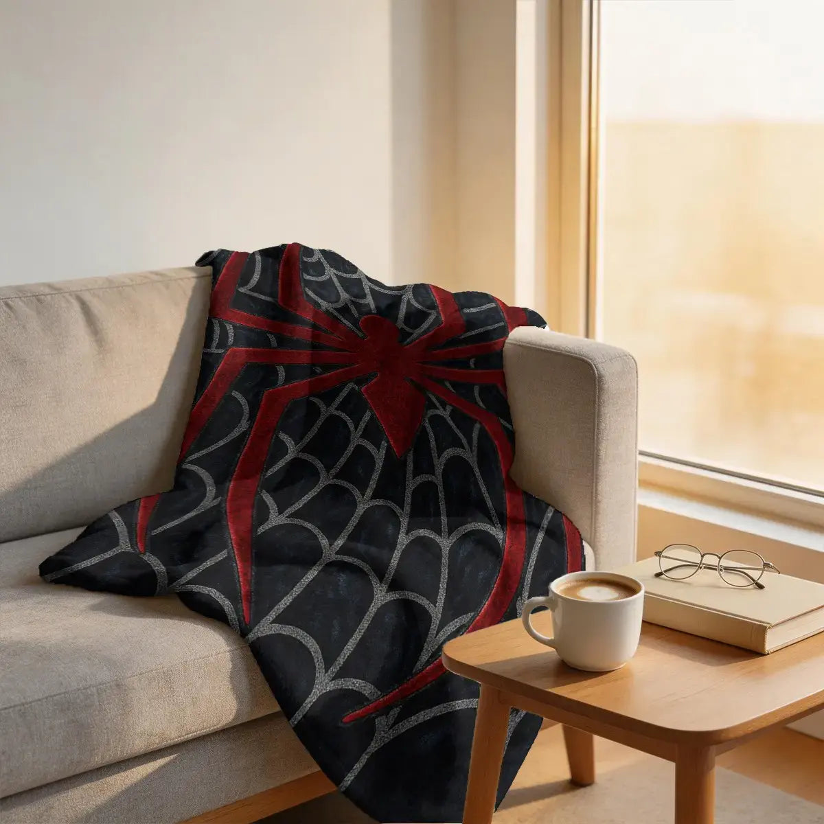 Spider Web Pattern Flannel Blanket Soft Skin Friendly Warm Cozy Throw Blanket Gothic Halloween Style Lightweight Bedding Blanket for Bed Sofa Couch Bedroom Living Room Nap Home Decor Birthday Gift - View 6