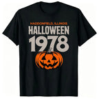 Men's Unisex Print T-Shirt, Menswear Streetwear Round Neck Soft Retro 90s Horror Movie Graphic Tee with Jack-O-Lantern Designs for Halloween Parties, Casual Short Sleeve Everyday Top,sohochic