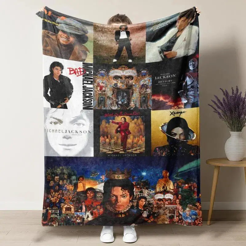 Michael Jackson King Of Pop Vintage Flannel Throw Blanket - Ultra Soft, Cozy Warm - for Bedroom, Couch, Travel - Perfect Gift for Pop Fans, Gifts for Him - Aesthetic Room Decor - View 8