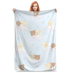 Kawaii Rilakkuma Knitted Flannel Throw Blanket - Figure Print Bed Accessories, Cutecore Stuff, Cozy Girly Room Stuff, Teen Room Decor, Soft Warm Summer AC Use, Home Goods Gift for Girls - View 8
