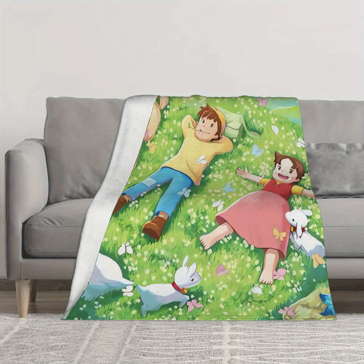 PAUSEBOLL [Summer Vibes] Plush Flannel Anime Blanket - Cozy Throw with Playful Look, Home Decor Piece, Blankets for Sofa, Suitable for Bed & Office Use, Ideal Gift - View 1
