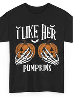 Men's Halloween Graphic Tees, Matching His Hers Funny Halloween Couple Costume Shirts, Pumpkin/Broom Design, 100% Cotton Classic Fit, Cold Wash Machine Washable