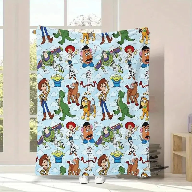 [SummerVibes] DISNEY CLASSIC Toy Story Character Pattern Cartoon Blanket, Stylish and Casual for Napping, Office, Sofa or Car - Outdoor Camping or Christmas Gift, Home Decor, Gift - View 1