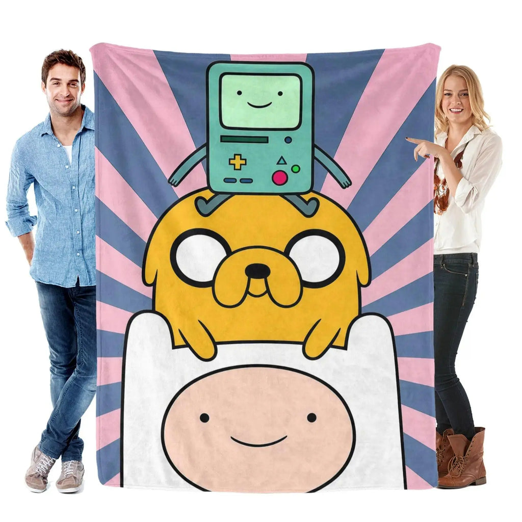 Adventure Time Cartoon Characters Flannel Blanket Large Size Ultra Soft Warm Lightweight Cozy Throw Blanket Perfect For Bed Sofa Living Room Office Camping Travel Gift Birthday Christmas For Fans Boys Teens Her - View 12