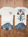 Thank God Trust God Faith Quote Pink Heart Cross Tee