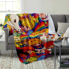 Rainbow Brite Flannel Fleece Throw Blanket 80s Retro Cartoon Starlite Color Kids Magical Horse HD Print Ultra Soft Non Shedding Warm Cozy Sofa Decor Nostalgia Gift - View 3