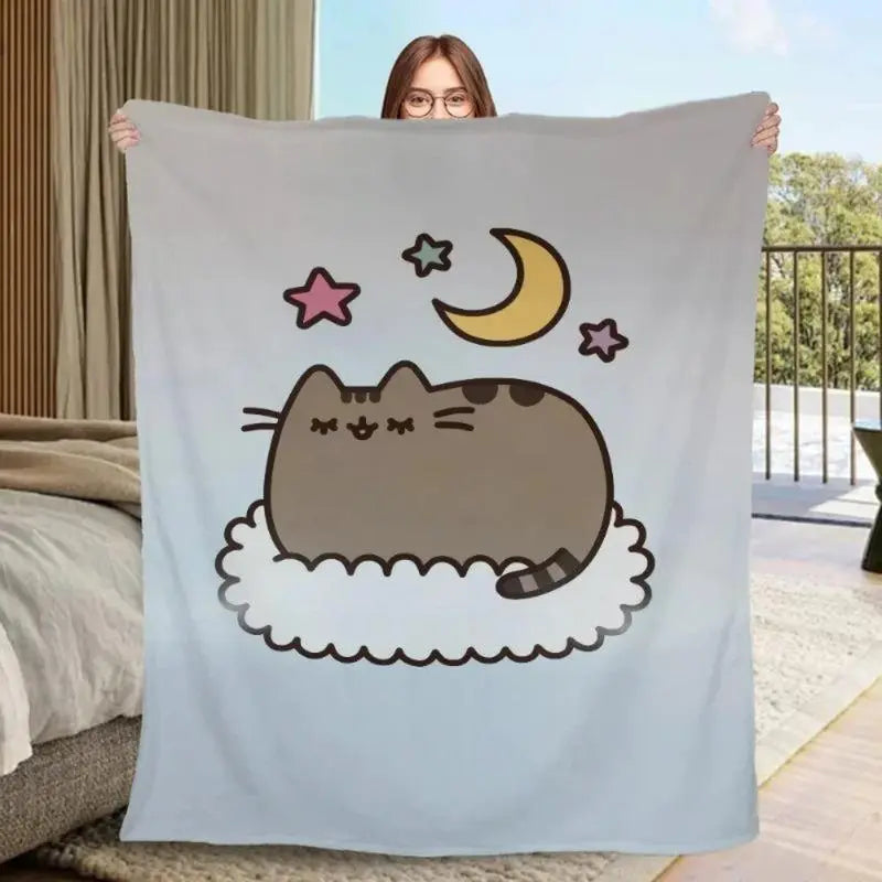 Pusheen Cat Plush Blanket Ultra Soft Flannel Fabric Adorable Kawaii Design Perfect Couples Gift For Anime Fans Cuddle Essential Cozy Nights Snuggle Companion office nap cover flannel portable throw blanket - View 11