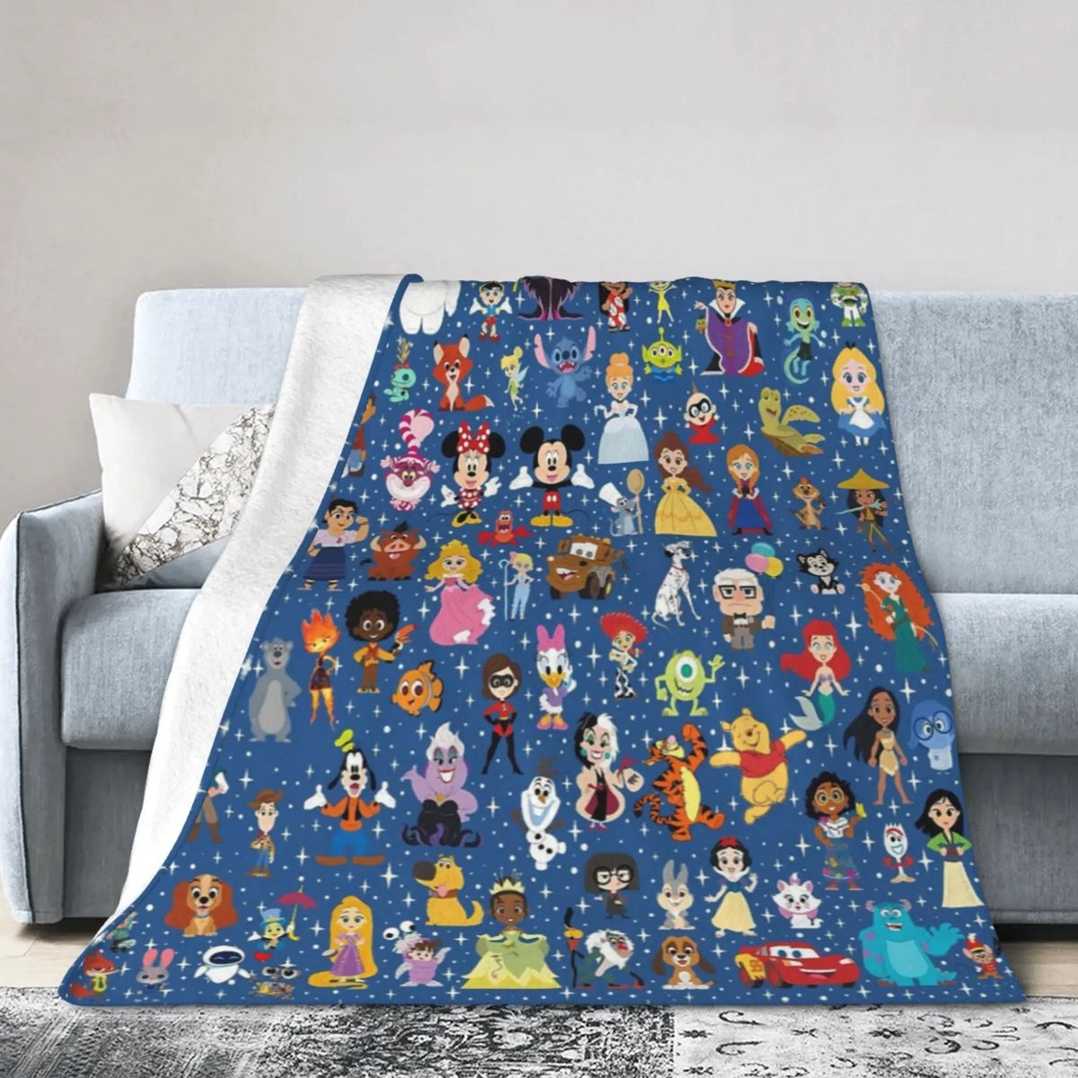 [SummerVibes] DISNEY CLASSIC Characters Blanket, Super Soft Print Throw Blanket for Kids/Adults, Cute Cartoon Movie Characters, Cozy Bed Sofa Blanket - View 3