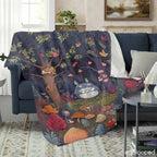 Totoro Flannel Throw Blanket - 60×80in Bed Cover, Whimsical Fantasy Animation Theme, Wrinkle-Resistant, Anti-Pilling Enchanted Forest Print, Super Soft Breathable, Built to Last Daily Use Home Textile, Ideal Gift for Animation Lovers - View 2