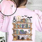 Reading Ghost, Halloween, Library, Spooky, Front and Back, Teacher, Boo, Cute Sweatshirt - View 6