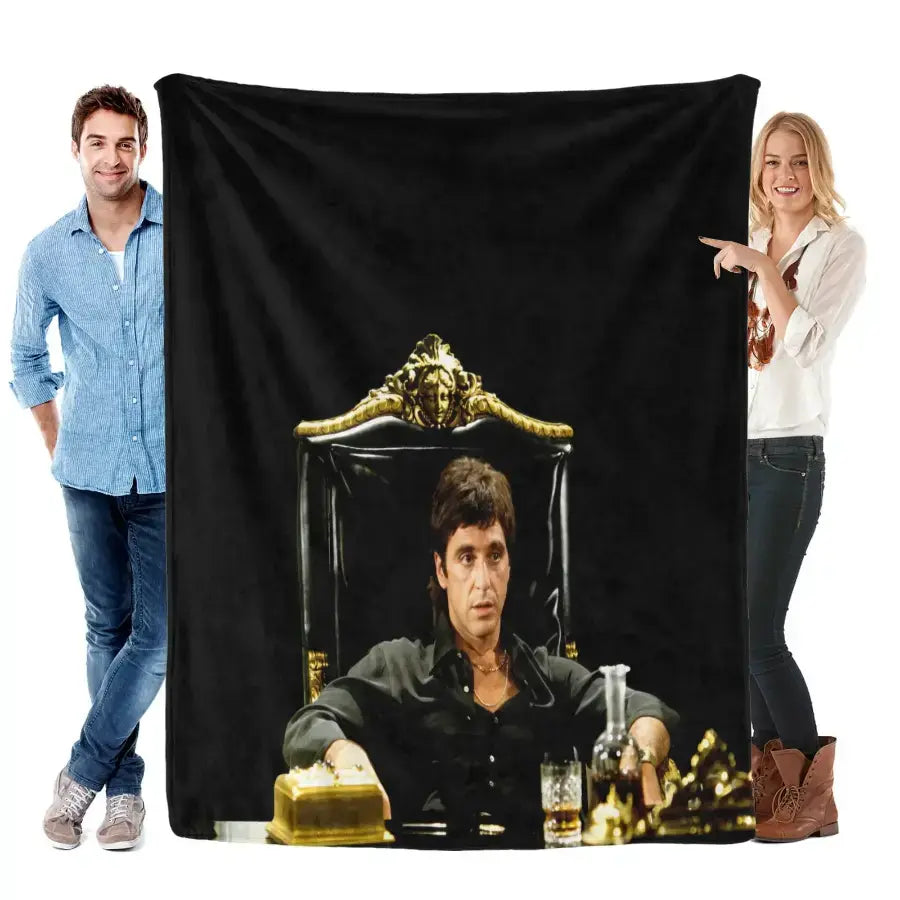 Tony Montana Action Scene Flannel Blanket Aesthetic Room Decor Soft Cozy Movie Theme Throw Blanket for Bedroom Sofa Couch Dorm Men Fans Birthday Christmas Holiday Gift - View 8