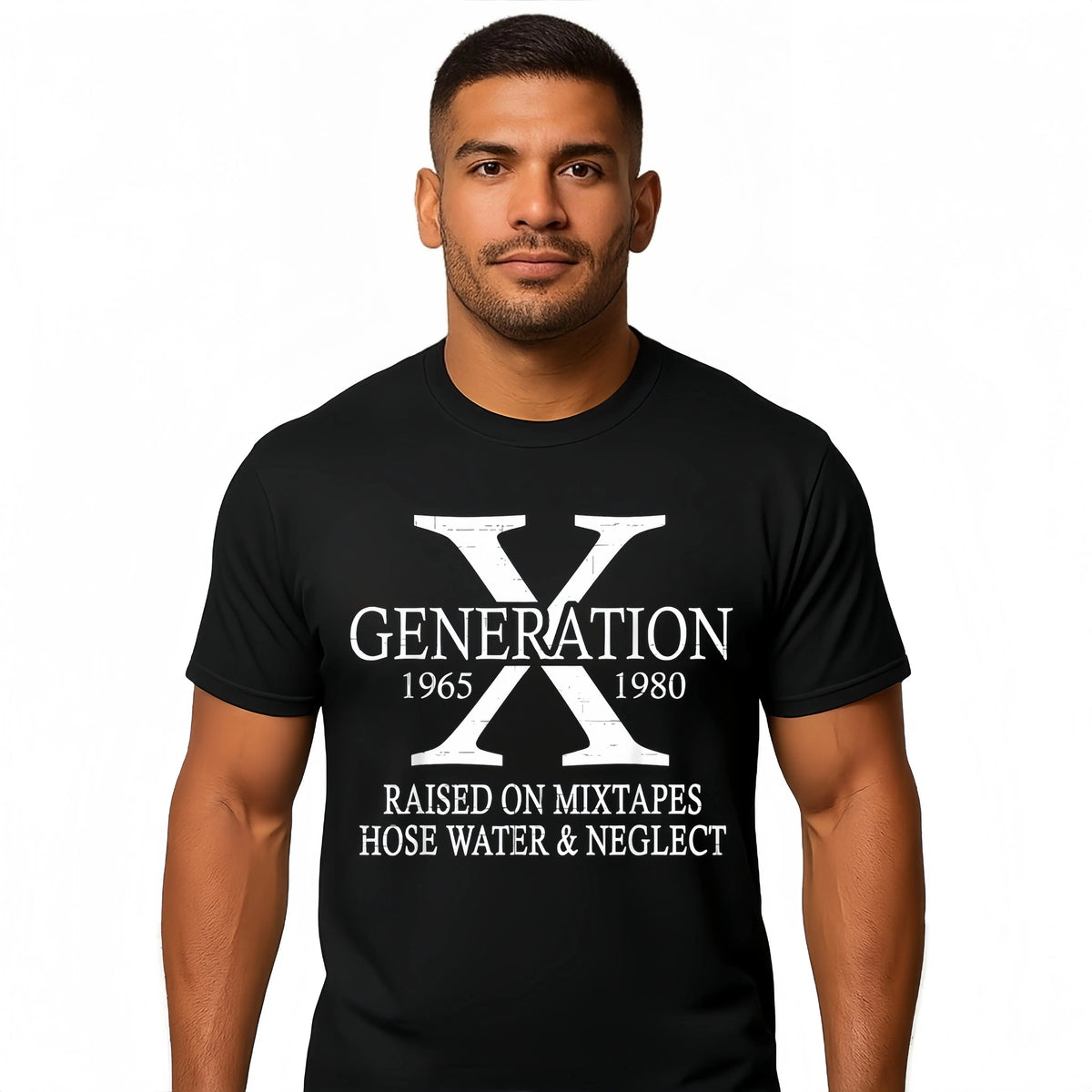 Men's Retro Gen X Graphic T-Shirt - 80s Aesthetic Fashion Menswear Cotton Tee, Casual Baggy Fit, Crew Neck Tshirt, Tops, Shortsleeve, Round Neck, Fashion Apparel, Casual Fit, Vintage Graphic Tees, Text Graphic With Attitude